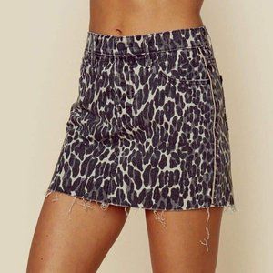 Animal Print Denim Skirt
